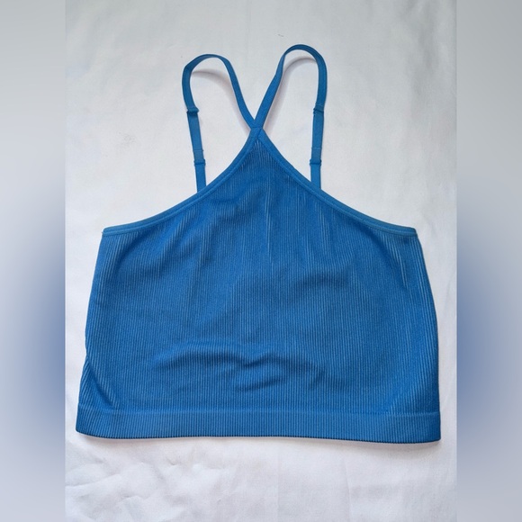 Colsie Tops - Colsie Size XL Blue Halter Neck Cross Strap Boho Festival Crop Top